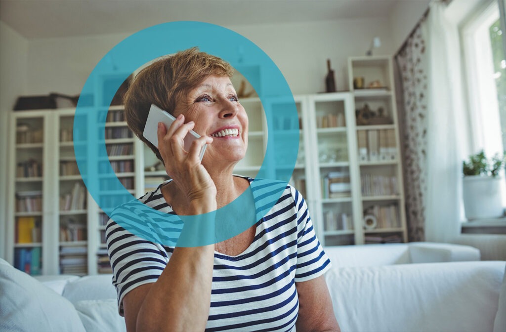 Contact us: woman on the phone calling someone