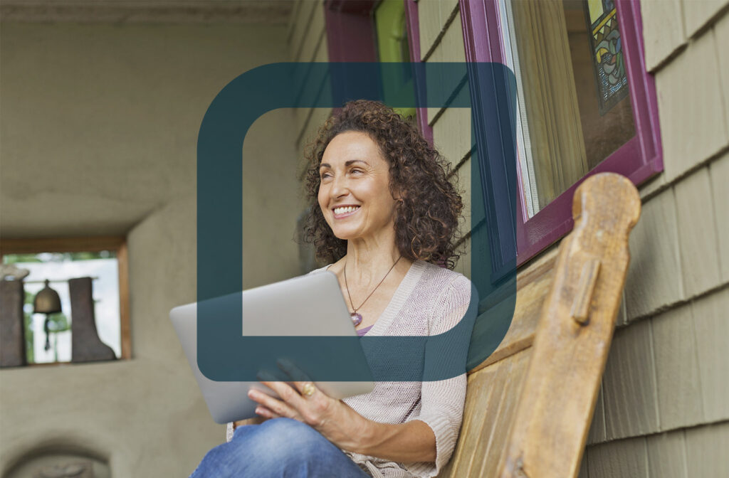 Online Forms - middle aged woman using a tablet