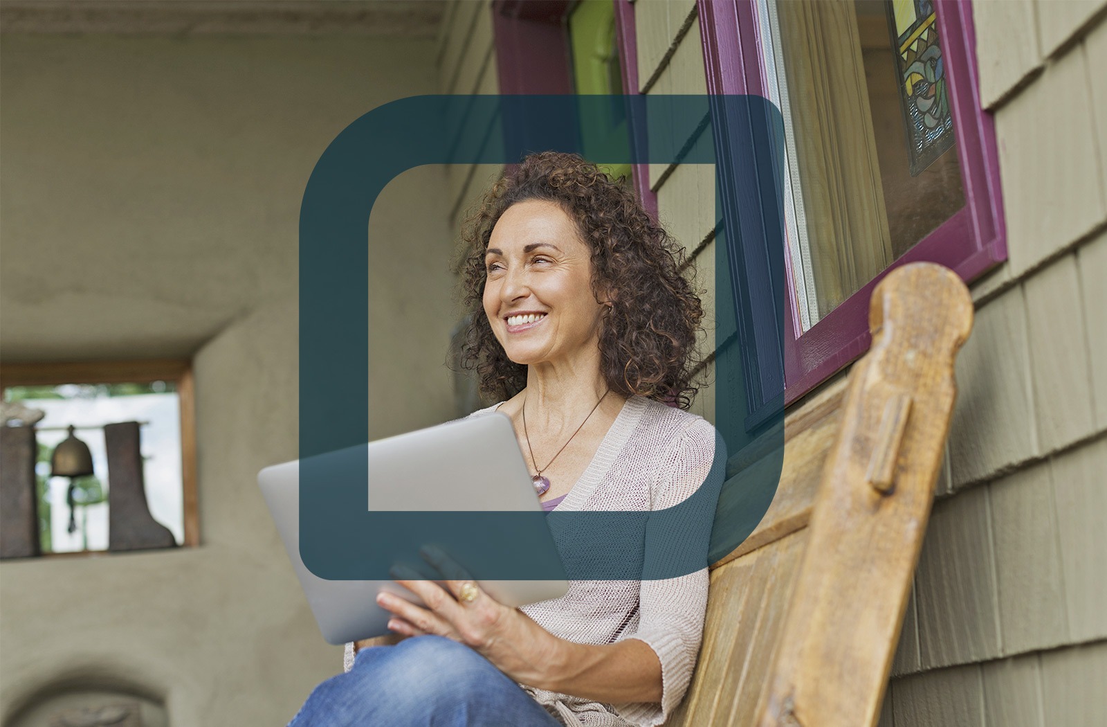 Online Forms - middle aged woman using a tablet